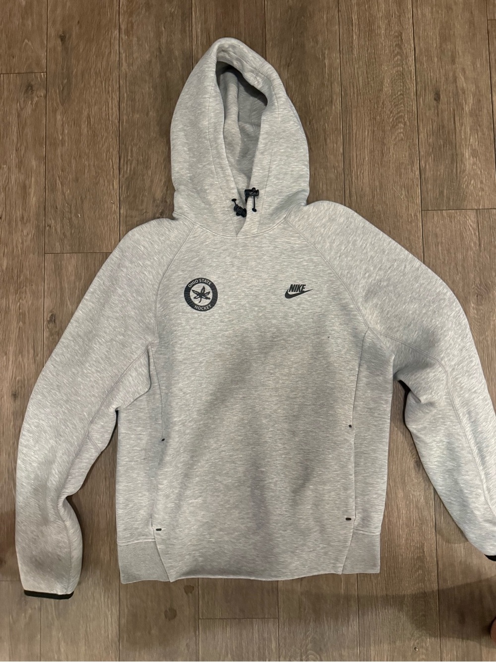 Nike Men’s Light Gray Hooded Pullover Sweatshirt- Ohio State Hockey